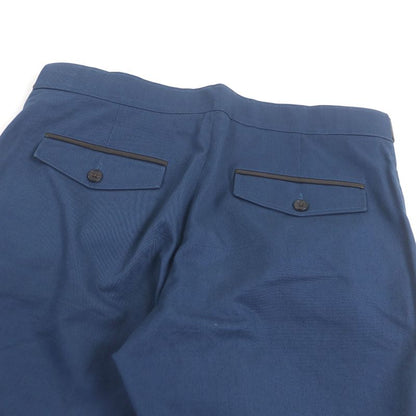 Hermes 100% Cotton Part Lamb Leather Shorts Blue XS Made In Italy Authentic