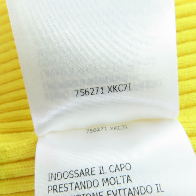 Gucci 23AW 756271 Webline V-neck Cropped Short Sleeve Knit Top Yellow S Made In