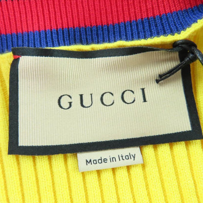 Gucci 23AW 756271 Webline V-neck Cropped Short Sleeve Knit Top Yellow S Made In