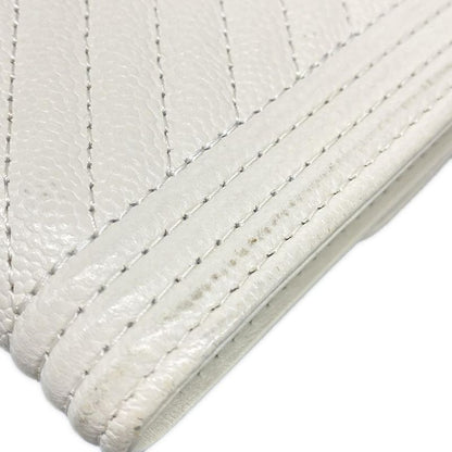 Chanel Trifold Wallet Boy Chanel Ivory Compact / V-stitching / Gold Hardware /