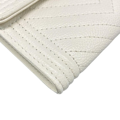 Chanel Trifold Wallet Boy Chanel Ivory Compact / V-stitching / Gold Hardware /