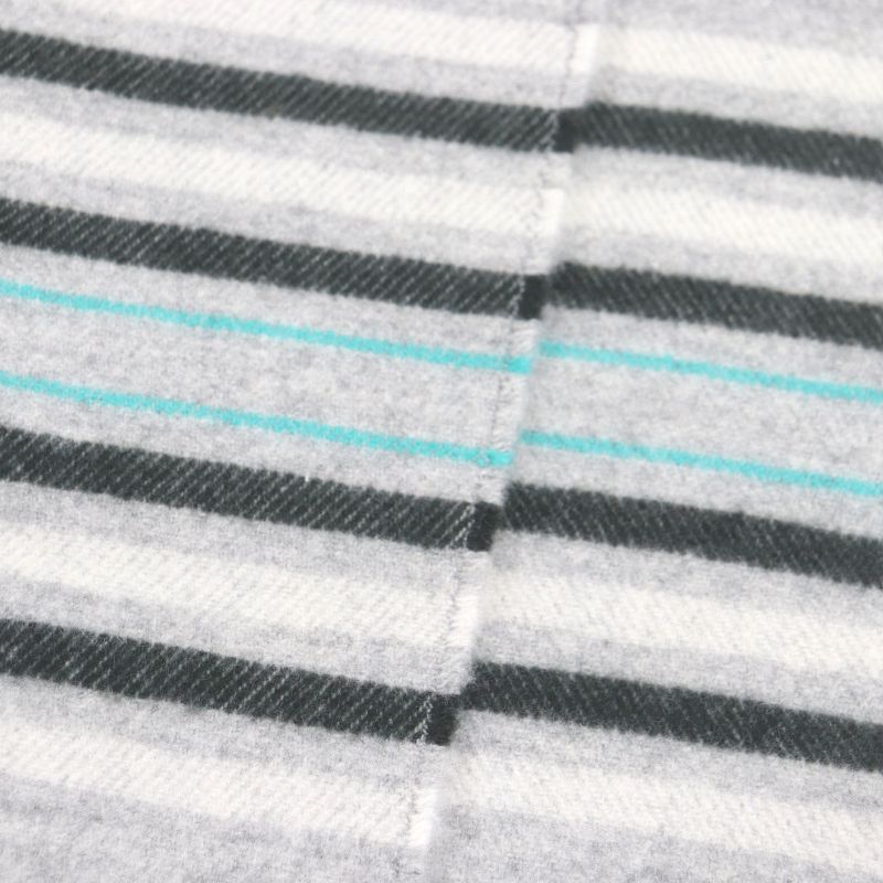 □hermes 100% Cashmere Logo Leather Patch Neolo Cabasol Striped Fringe Scarf