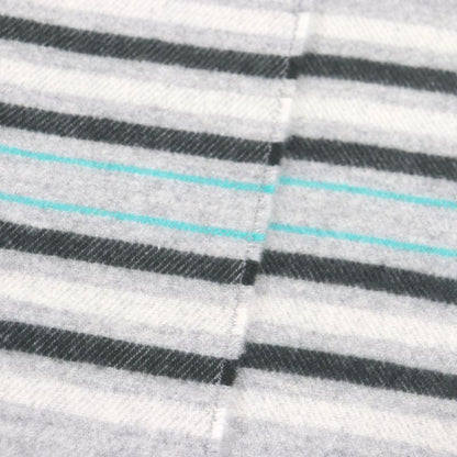 □hermes 100% Cashmere Logo Leather Patch Neolo Cabasol Striped Fringe Scarf