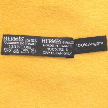 Hermes Silk Angora Deer Allover Fringe Shawl Scarf Shawl Yellow Made In France