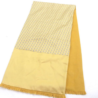 Hermes Silk Angora Deer Allover Fringe Shawl Scarf Shawl Yellow Made In France