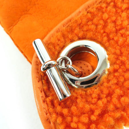 Hermes Mouton Silver Hardware Chaine D'ancre Motif Gloves Orange 7 With Box