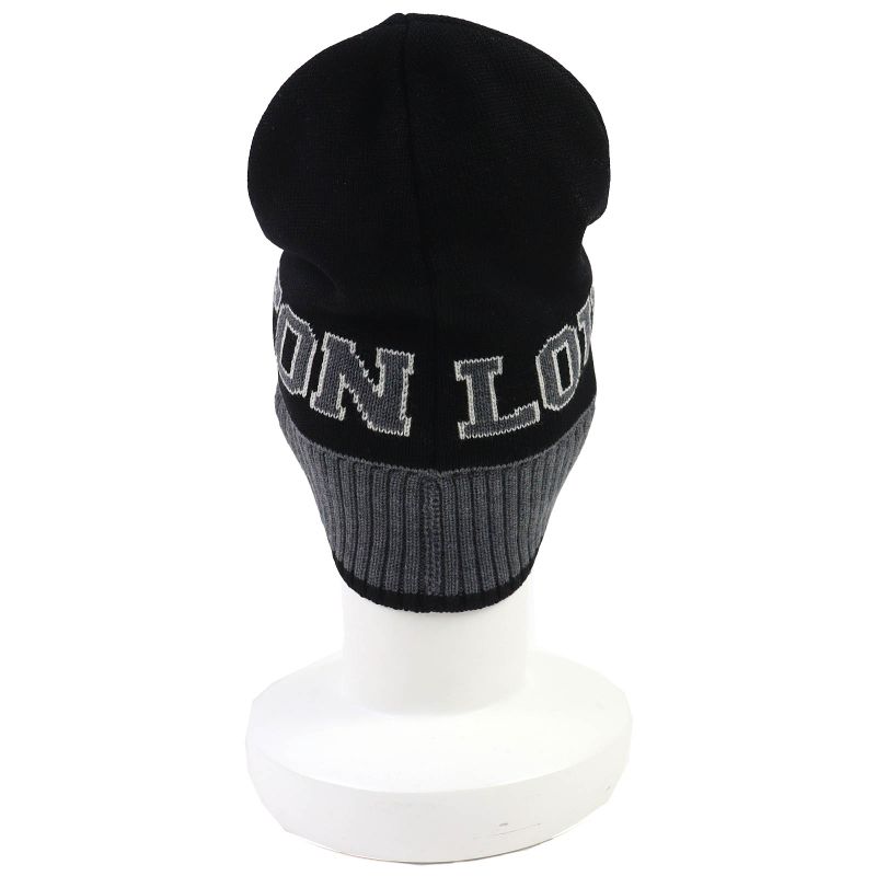 Louis Vuitton M71237 Bonnet Louis 100% Wool Logo Knit Hat Beanie Knit Cap Black