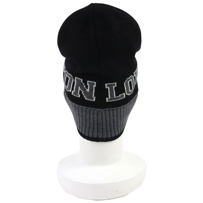 Louis Vuitton M71237 Bonnet Louis 100% Wool Logo Knit Hat Beanie Knit Cap Black