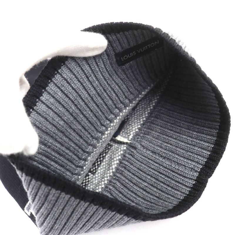 Louis Vuitton M71237 Bonnet Louis 100% Wool Logo Knit Hat Beanie Knit Cap Black