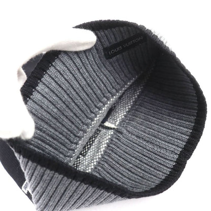 Louis Vuitton M71237 Bonnet Louis 100% Wool Logo Knit Hat Beanie Knit Cap Black