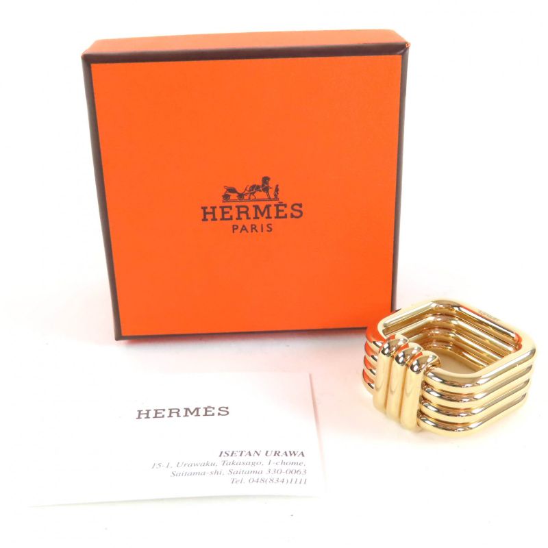 ◇hermes Ruban Square Scarf Ring Scarf Clasp Gold With Box Made In France Ladies