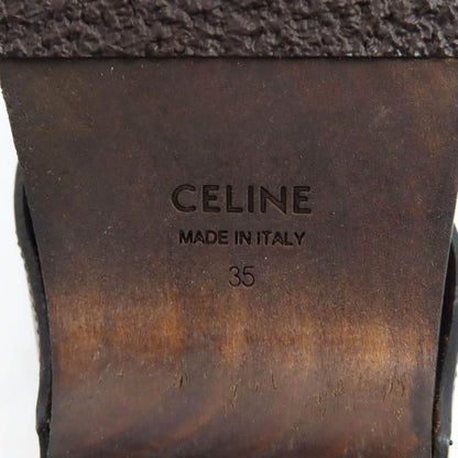 ◇celine Cwza09 Triomphe Bit Wood Sole Leather Sabo Sandals Black Gold Hardware