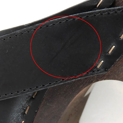 ◇celine Cwza09 Triomphe Bit Wood Sole Leather Sabo Sandals Black Gold Hardware