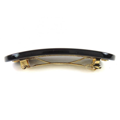 Prada 1if108 Plastic Logo Barrette Hair Clip Hairpin Hair Accessory Black Gold