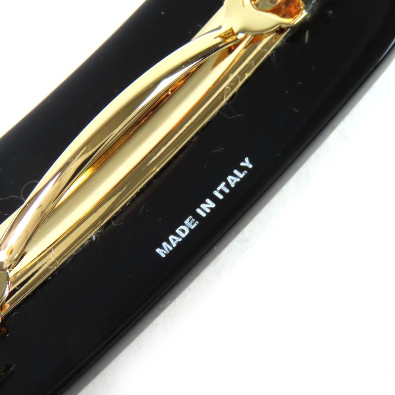 Prada 1if108 Plastic Logo Barrette Hair Clip Hairpin Hair Accessory Black Gold