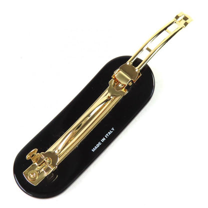 Prada 1if108 Plastic Logo Barrette Hair Clip Hairpin Hair Accessory Black Gold