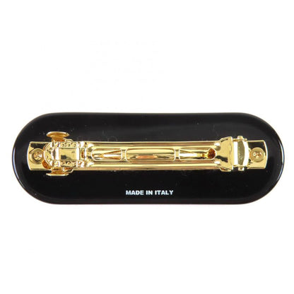 Prada 1if108 Plastic Logo Barrette Hair Clip Hairpin Hair Accessory Black Gold