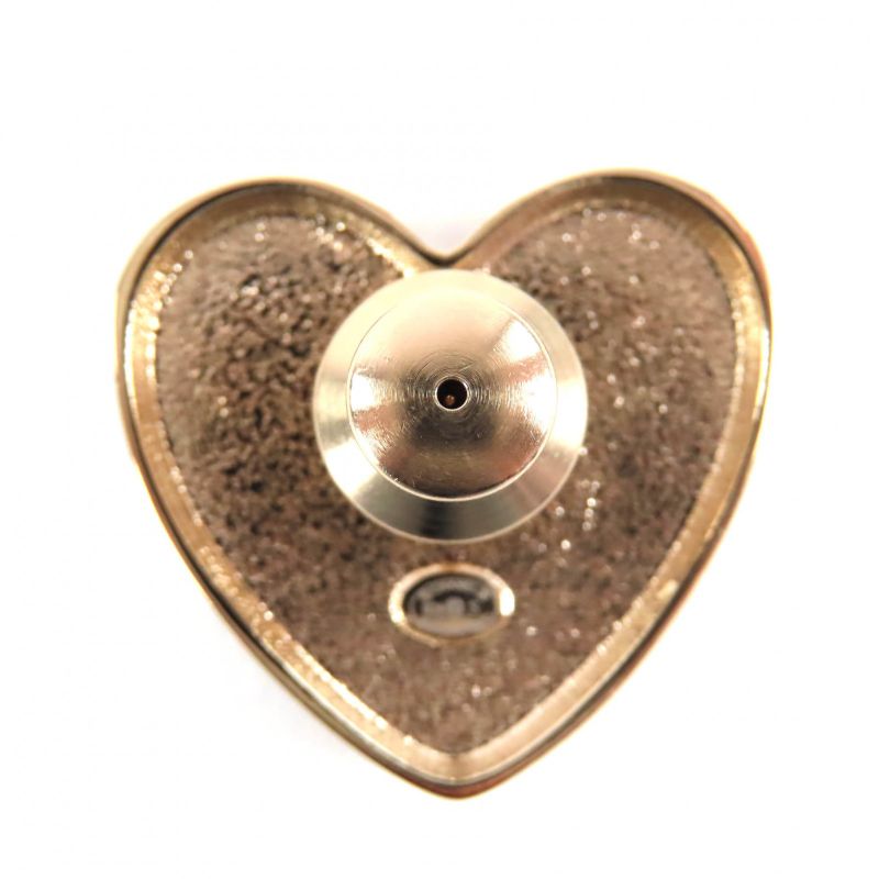 ◇chanel B24S Coco Mark Camellia No5 Icon Heart Pin Brooch Black Gold With Box