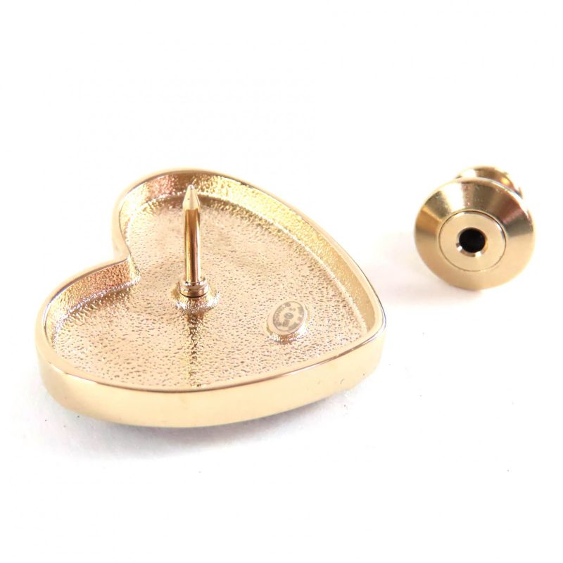 ◇chanel B24S Coco Mark Camellia No5 Icon Heart Pin Brooch Black Gold With Box