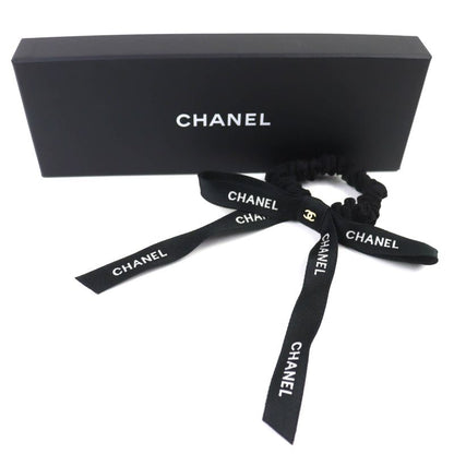 Chanel 24B Coco Mark Logo Ribbon Chouche Hair Tie Hair Accessory Black White