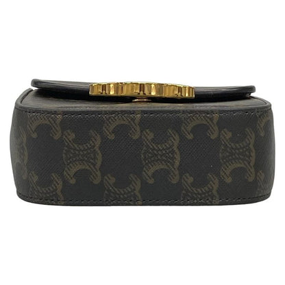 Celine Shoulder Bag Mini Triomphe Black And Dark Brown Mini Bag Leather