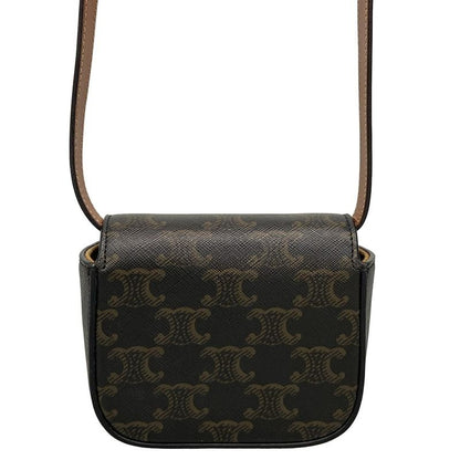 Celine Shoulder Bag Mini Triomphe Black And Dark Brown Mini Bag Leather