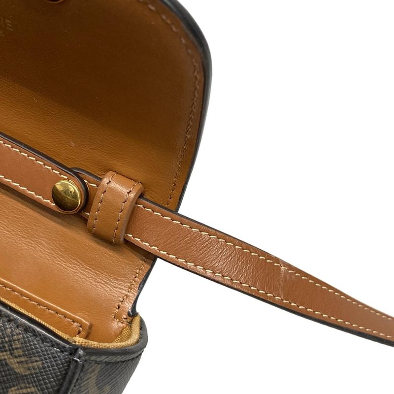 Celine Shoulder Bag Mini Triomphe Black And Dark Brown Mini Bag Leather