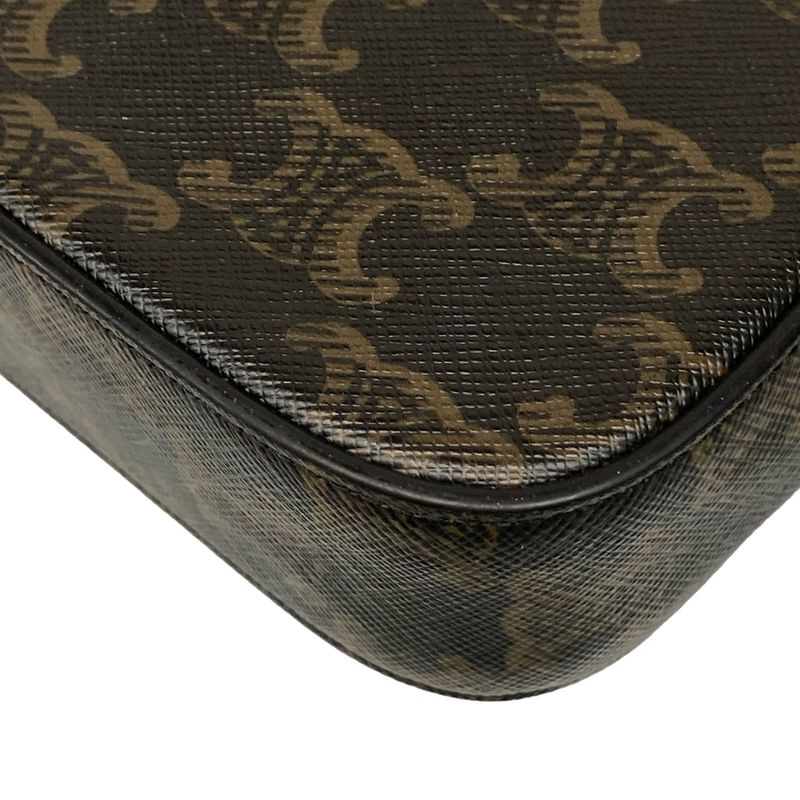 Celine Shoulder Bag Mini Triomphe Black And Dark Brown Mini Bag Leather