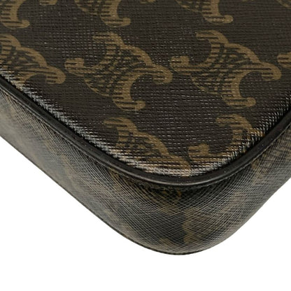 Celine Shoulder Bag Mini Triomphe Black And Dark Brown Mini Bag Leather