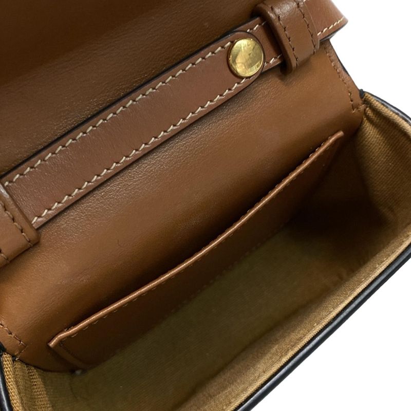 Celine Shoulder Bag Mini Triomphe Black And Dark Brown Mini Bag Leather