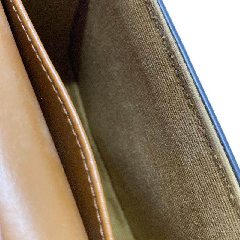 Celine Shoulder Bag Mini Triomphe Black And Dark Brown Mini Bag Leather