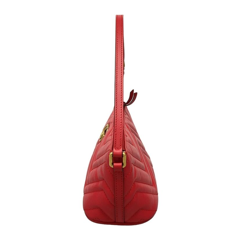 Gucci Handbag Beautiful GG Marmont 739166 Red Quilted Leather