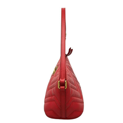 Gucci Handbag Beautiful GG Marmont 739166 Red Quilted Leather