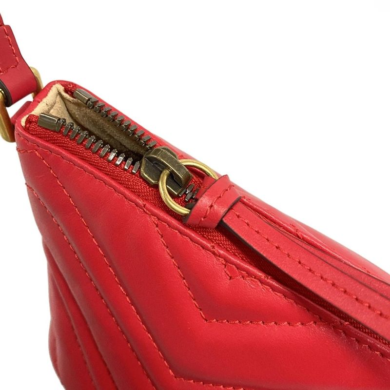 Gucci Handbag Beautiful GG Marmont 739166 Red Quilted Leather