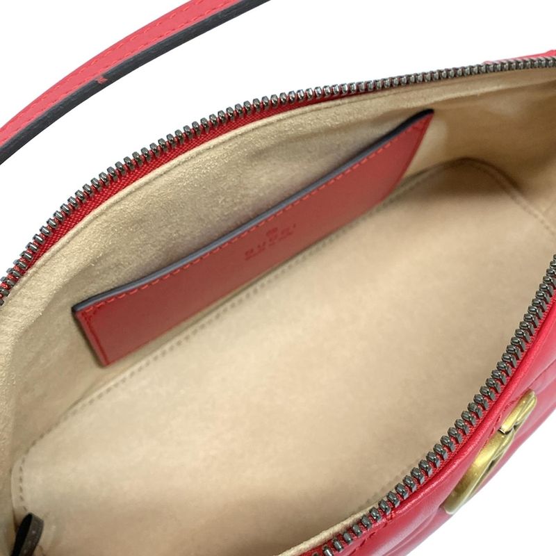 Gucci Handbag Beautiful GG Marmont 739166 Red Quilted Leather