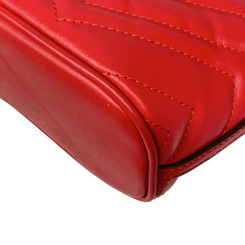 Gucci Handbag Beautiful GG Marmont 739166 Red Quilted Leather
