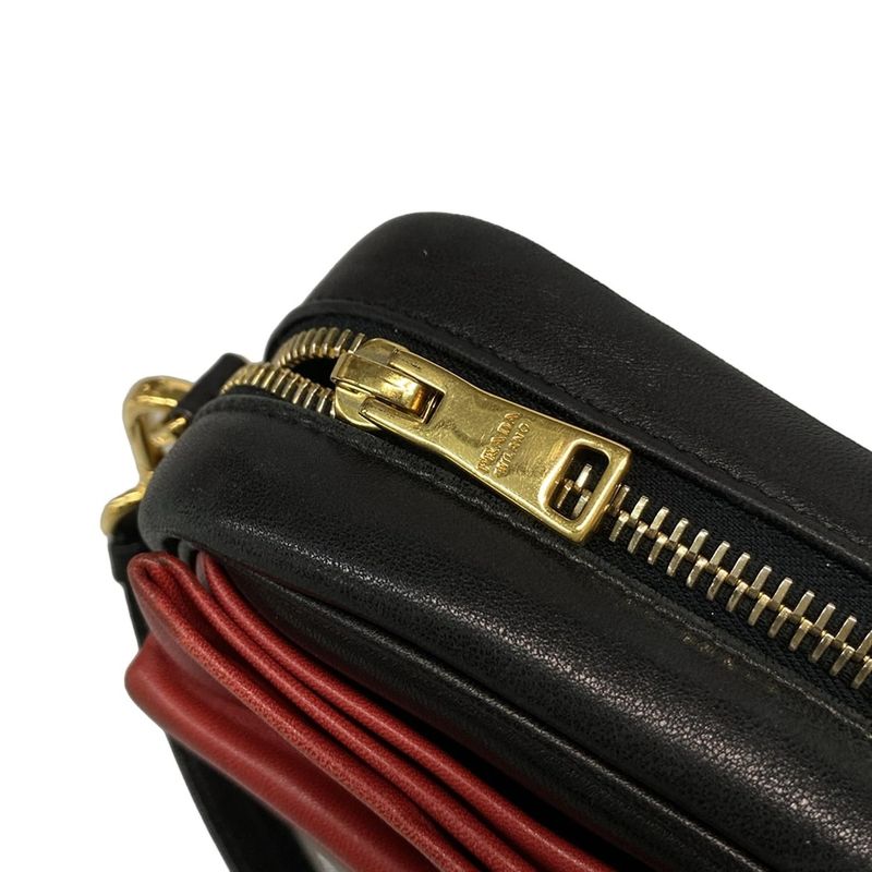 Prada Shoulder Bag - Bp0166 Black And Red Ribbon Leather
