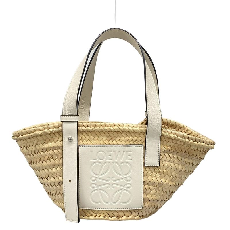 Loewe Tote Bag Basket Small Beige×white Basket Bag Leather