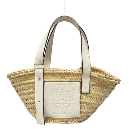 Loewe Tote Bag Basket Small Beige×white Basket Bag Leather