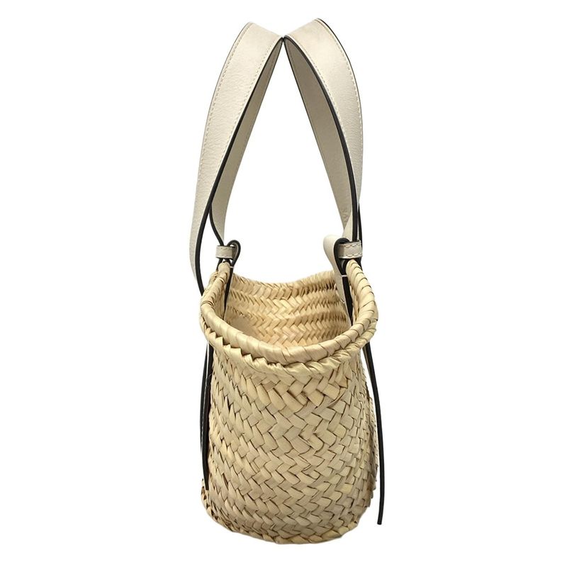 Loewe Tote Bag Basket Small Beige×white Basket Bag Leather