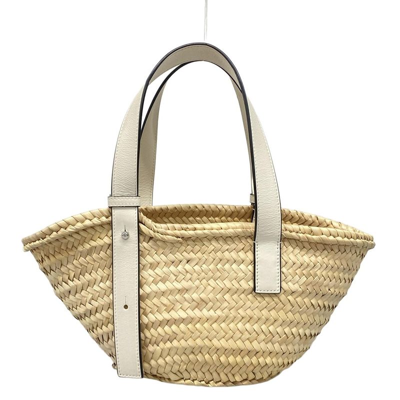 Loewe Tote Bag Basket Small Beige×white Basket Bag Leather