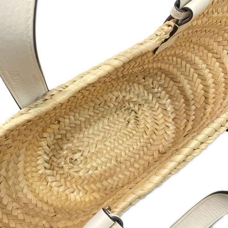 Loewe Tote Bag Basket Small Beige×white Basket Bag Leather