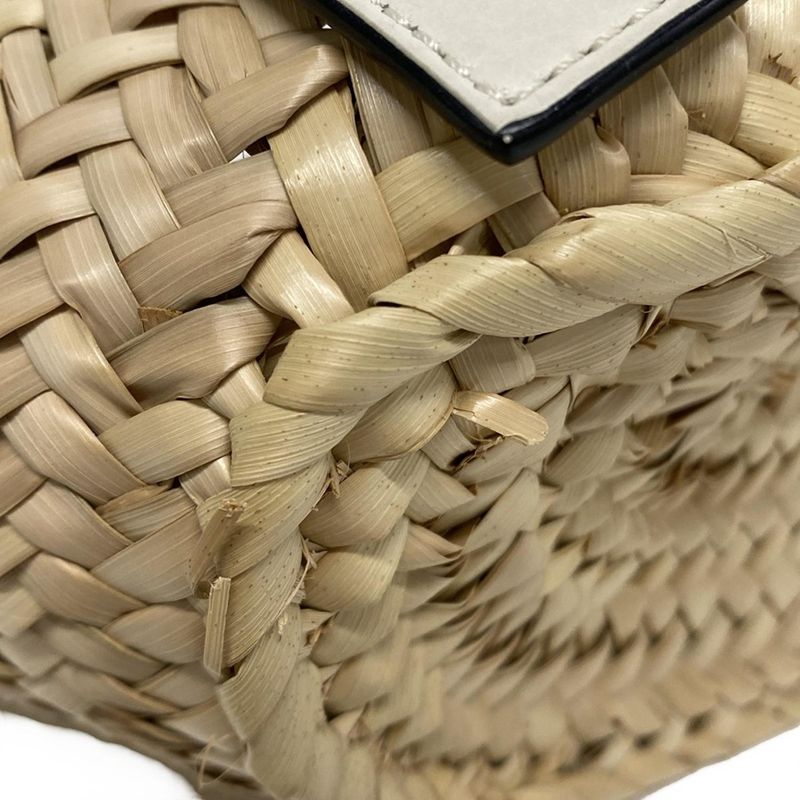 Loewe Tote Bag Basket Small Beige×white Basket Bag Leather