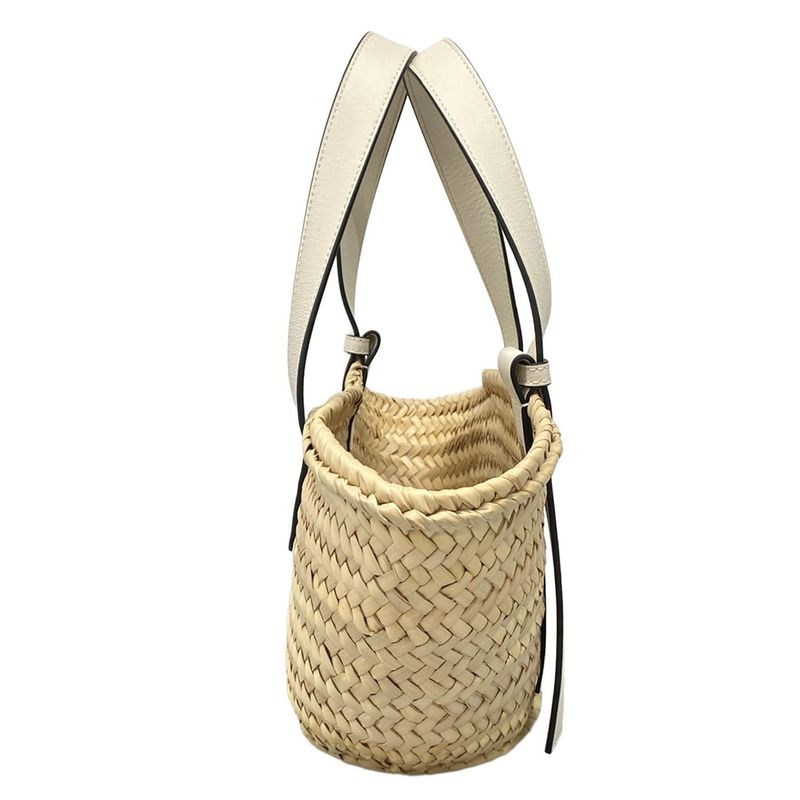 Loewe Tote Bag Basket Small Beige×white Basket Bag Leather