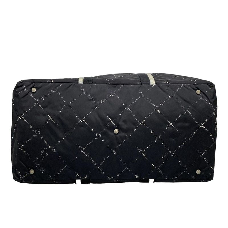 Chanel Boston Bag Old Travel Line Black And White Silver Hardware /main Item No