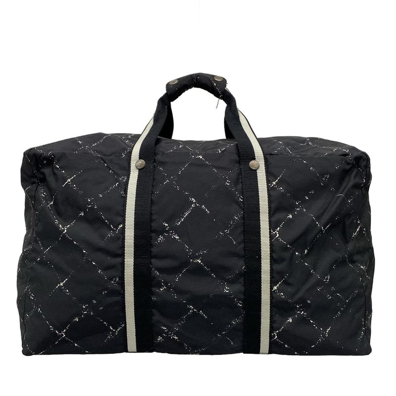 Chanel Boston Bag Old Travel Line Black And White Silver Hardware /main Item No