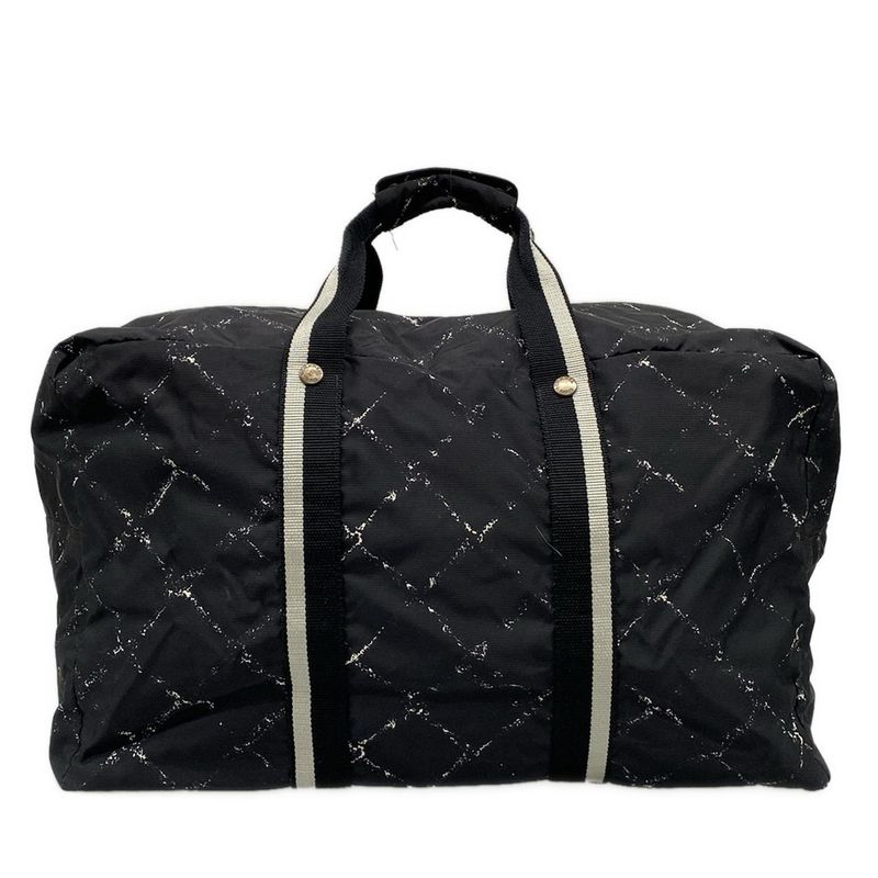 Chanel Boston Bag Old Travel Line Black And White Silver Hardware /main Item No