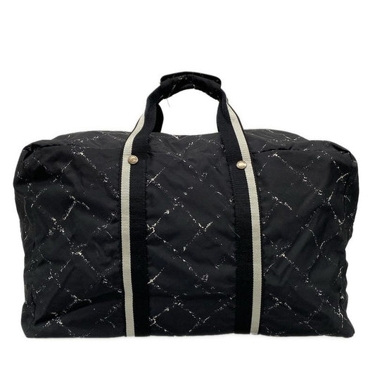 Chanel Boston Bag Old Travel Line Black And White Silver Hardware /main Item No