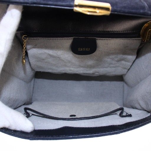 Gucci Handbag One Handle Suede Logo Bicolor Navy Gold Color 000-2026-0306 BB -