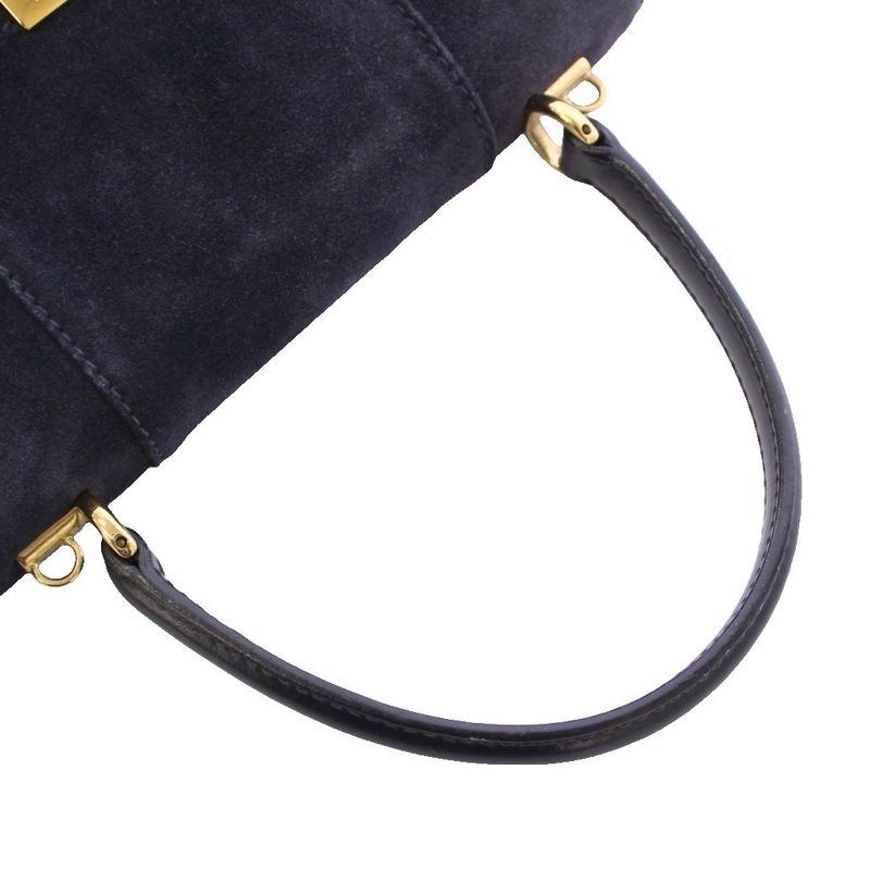 Gucci Handbag One Handle Suede Logo Bicolor Navy Gold Color 000-2026-0306 BB -